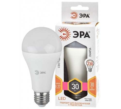 Лампа светодиодная LED A65-30W-827-E27 (диод, груша, 30Вт, тепл, E27) (10/100/1200)  Б0048015  ЭРА