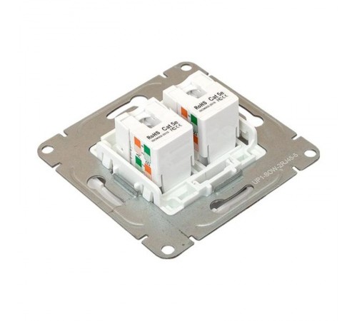 Механизм розетки RJ45 - 2шт, (cat5), белый Эпика EKF  UP1-SOW-2RJ45-5  EKF