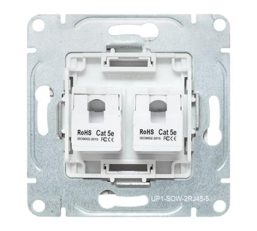 Механизм розетки RJ45 - 2шт, (cat5), белый Эпика EKF  UP1-SOW-2RJ45-5  EKF