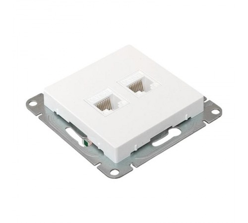 Механизм розетки RJ45 - 2шт, (cat5), белый Эпика EKF  UP1-SOW-2RJ45-5  EKF