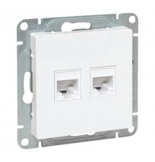 Механизм розетки RJ45 - 2шт, (cat5), белый Эпика EKF  UP1-SOW-2RJ45-5  EKF