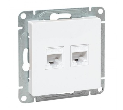 Механизм розетки RJ45 - 2шт, (cat5), белый Эпика EKF  UP1-SOW-2RJ45-5  EKF