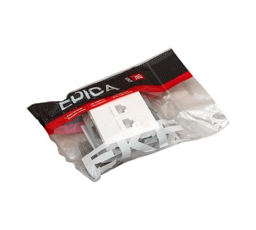 Механизм розетки RJ45 - 2шт, (cat5), белый Эпика EKF  UP1-SOW-2RJ45-5  EKF