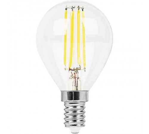 Лампа светодиодная LB-52 (7W) 230V E14 4000K филамент G45 прозрачная  25875  FERON
