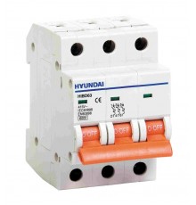 Автоматический выключатель HiBD63-N3 PMDS0000C 00003 3 полюса, 3А, ток к.з. 6kA, хар-ка D  13.04.000017  HYUNDAI