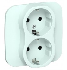 FLITE Розетка 2-ая с заземлением без шторок 16А РС12-0-А-ФлХЛ холодный лед  FI-R21A-16-K94  IEK