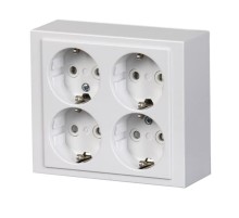 Розетка накладного монтажа, Schuko 4 поста, Impressivo, белая  2TKA00001613  ABB
