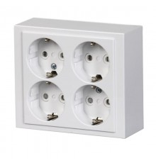 Розетка накладного монтажа, Schuko 4 поста, Impressivo, белая  2TKA00001613  ABB