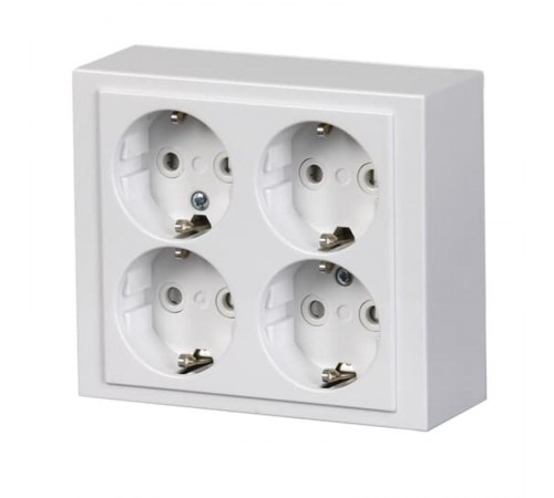 Розетка накладного монтажа, Schuko 4 поста, Impressivo, белая404EA-84 ABB
