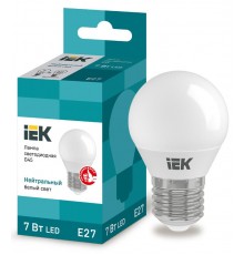 Лампа светодиодная LED 7Вт Е27 220В 4000К G45 шар  LLE-G45-7-230-40-E27  IEK