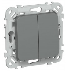 FLITE Выключатель 2-клавишный 10А ВС12-1-0-ФлМА мокрый асфальт  FI-V20-0-10-1-K80  IEK