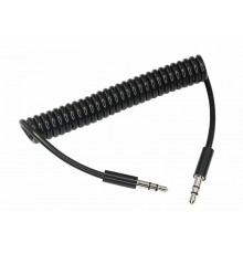 Аудиокабель AUX 3.5 мм шнур спираль 1 м черный  18-4010  REXANT