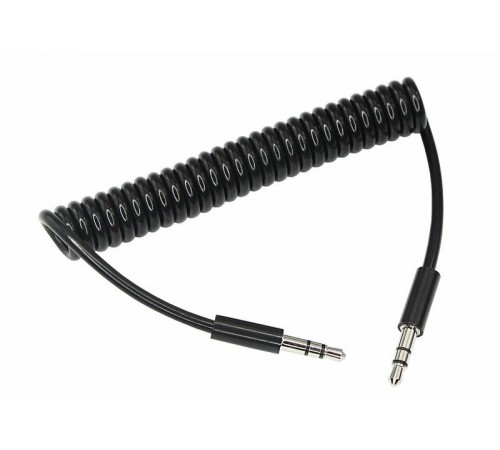 Аудиокабель AUX 3.5 мм шнур спираль 1 м черный  18-4010  REXANT