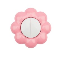 Выключатель двухклавишный HAPPY Цветок скрытой установки, белый/розовый  KR-78-0624  Kranz