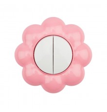 Выключатель двухклавишный HAPPY Цветок скрытой установки, белый/розовый  KR-78-0624  Kranz