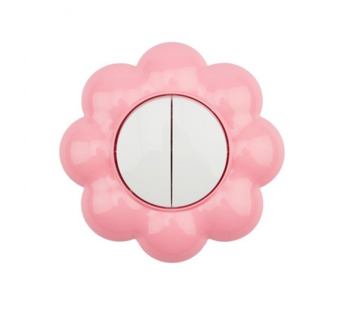 Выключатель двухклавишный HAPPY Цветок скрытой установки, белый/розовый  KR-78-0624  Kranz