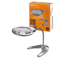 Лупа настольная круглая, d 125 мм, 2-х/5-ти крат. увел., опора, гиб. штанга, LED подсв., 3хААА,  SQ1025-0902  TDM
