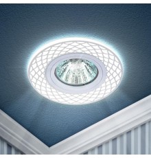 Светильник точечный декоративный DK LD40 WH/WH /1 cо светодиодной подсветкой MR16, белый/белый (50/1500)  Б0048937  ЭРА