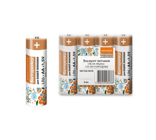 Элемент питания LR6 AA Alkaline 1,5V SR-4 Народный  SQ1702-0018  TDM