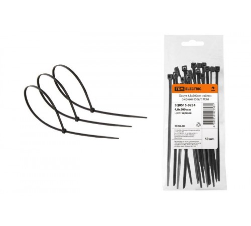 Хомут 4,8х500мм нейлон (черный) (50шт)  SQ0515-0234  TDM