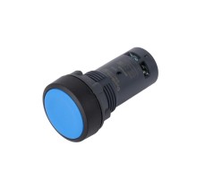 Кнопка SB7 моноблочная 22мм синяя с возвратом, пластик, 1НО+1НЗ, IP65  SB7NA65  SE