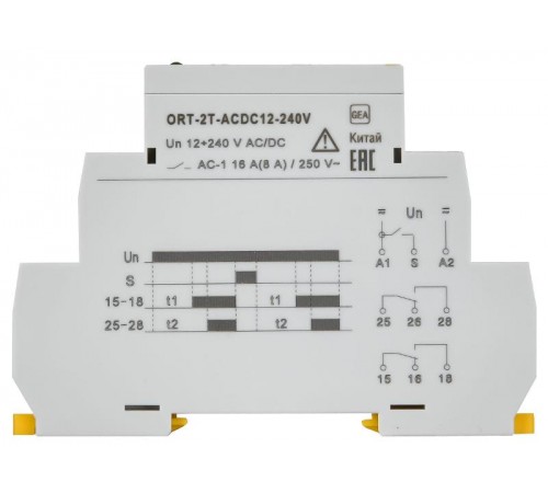 Реле времени ORT 2 конт. 2 уст. 12-240 В AC/DC   ORT-2T-ACDC12-240V  IEK