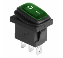 Выключатель клавишный 250V 6А (3с) ON-OFF зеленый с подсветкой Mini ВЛАГОЗАЩИТА  36-2178  REXANT
