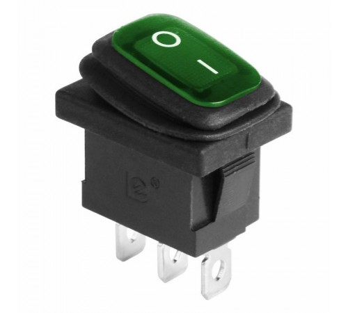 Выключатель клавишный 250V 6А (3с) ON-OFF зеленый с подсветкой Mini ВЛАГОЗАЩИТА  36-2178  REXANT