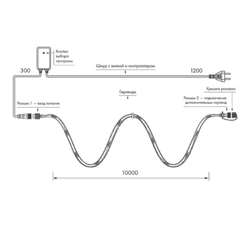 Светодиодная гирлянда ARD-STRING-HOME-10000-CLEAR-99LED-RUN WARM (230V, 10.5W)  025917  Arlight