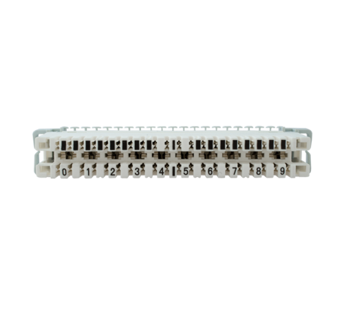 Плинт с размыкаемыми контактами на 10 пар нормальнозамкнутый, маркировка 0-9  10-0502  SUPRLAN