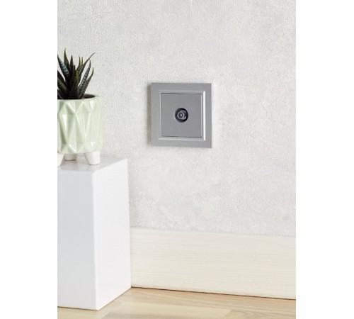 BRITE Розетка TV проходная РТВ10-0-БрА алюминий   BR-A10-P-K47  IEK