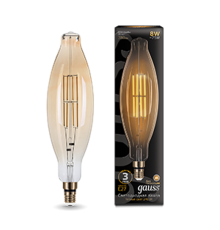 Лампа светодиодная LED Vintage Filament BT120 8W E27 120*420mm Amber 780lm 2400K 1/10  155802008  Gauss