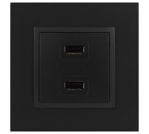 14-4110-05 Устройство зарядное USB, 230В/5В-2100мА, IP20, Эра Elegance, антрацит  Б0034373  ЭРА