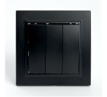Выключатель электрический 3-клавишный, серия Эрна, PSW10-9007-03, черный  39924  STEKKER