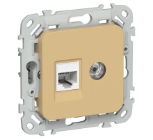 FLITE Розетка 2-ая RJ45/TV кат.5Е UTP РКТВ5е-2-0-ФлШм шамуа  FI-AK22-1-K89  IEK