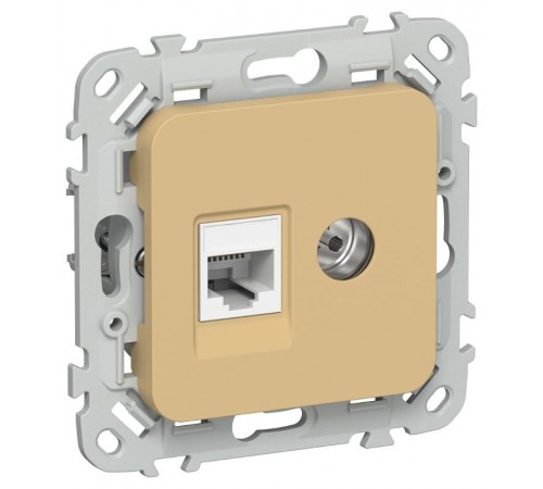 FLITE Розетка 2-ая RJ45/TV кат.5Е UTP РКТВ5е-2-0-ФлШм шамуа  FI-AK22-1-K89  IEK