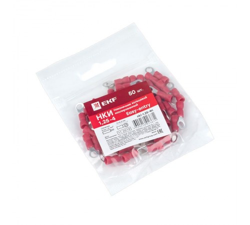 Наконечник кольцевой изолированный НКИ 1.25-4 (50шт.) EKF PROxima  nki-1.25-4n  EKF