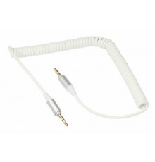 Аудиокабель AUX 3.5 мм шнур спираль 1 м белый  18-4014  REXANT