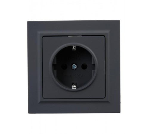 BRITE Розетка с заземлением со шторками 16А в сборе РСР14-1-0-БрГ графит  BR-R14-16-K53-F  IEK