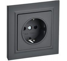BRITE Розетка с заземлением со шторками 16А в сборе РСР14-1-0-БрГ графит  BR-R14-16-K53-F  IEK