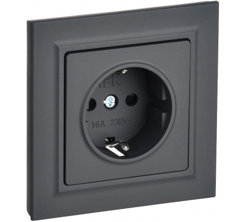 BRITE Розетка с заземлением со шторками 16А в сборе РСР14-1-0-БрГ графит  BR-R14-16-K53-F  IEK