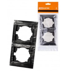 Рамка 2-х постовая вертикальная старинное серебро "Лама"  SQ1815-0683  TDM