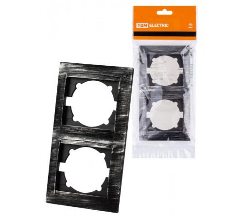 Рамка 2-х постовая вертикальная старинное серебро "Лама"  SQ1815-0683  TDM