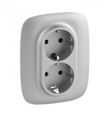 Valena ALLURE DIY Алюминий Розетка 2-ая с/з с защитными шторками, безвинт.зажим  753926  Legrand