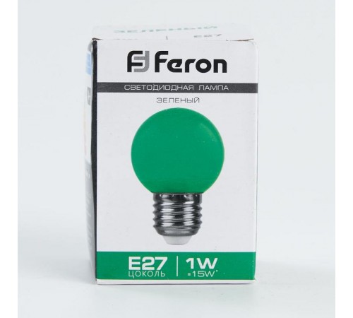 Лампа светодиодная для белт лайта LB-37 (1W) 230V E27 зеленый G45  25117  FERON