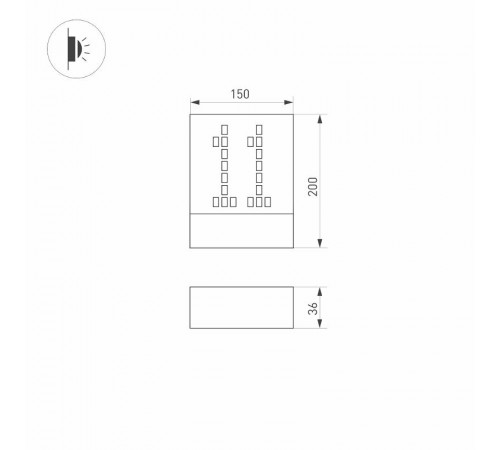 Светильник LGD-SIGN-WALL-S150x200-3W Warm3000 (GR, 148 deg, 230V) (Arlight, IP54 Металл, 3 года)  031060  Arlight