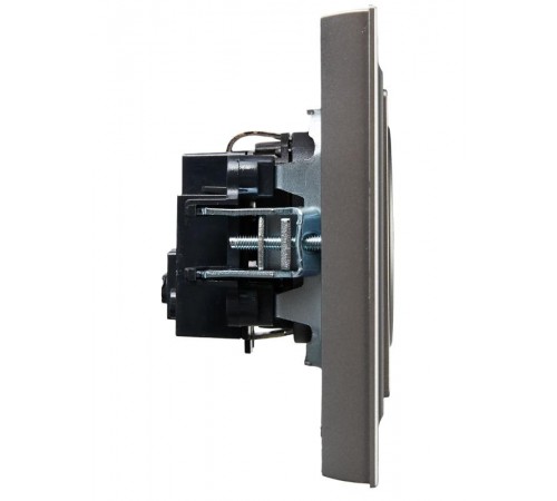 BRITE Розетка с заземлением со шторками 16А в сборе РСР14-1-0-БрС сталь  BR-R14-16-K46-F  IEK