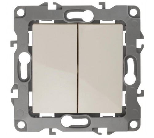 Выключатель двойной 12-1104-02  10АХ-250В,  слоновая кость  Б0014646  ЭРА