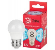 Лампа светодиодная RED LINE LED P45-8W-840-E27 R E27 / Е27 8Вт шар нейтральный белый свет  Б0049645  ЭРА