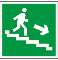 Знак безопасности BL-2010B.E13"Напр. к эвакуац. выходу по лестн. вниз (прав.)"  a15037  Белый свет